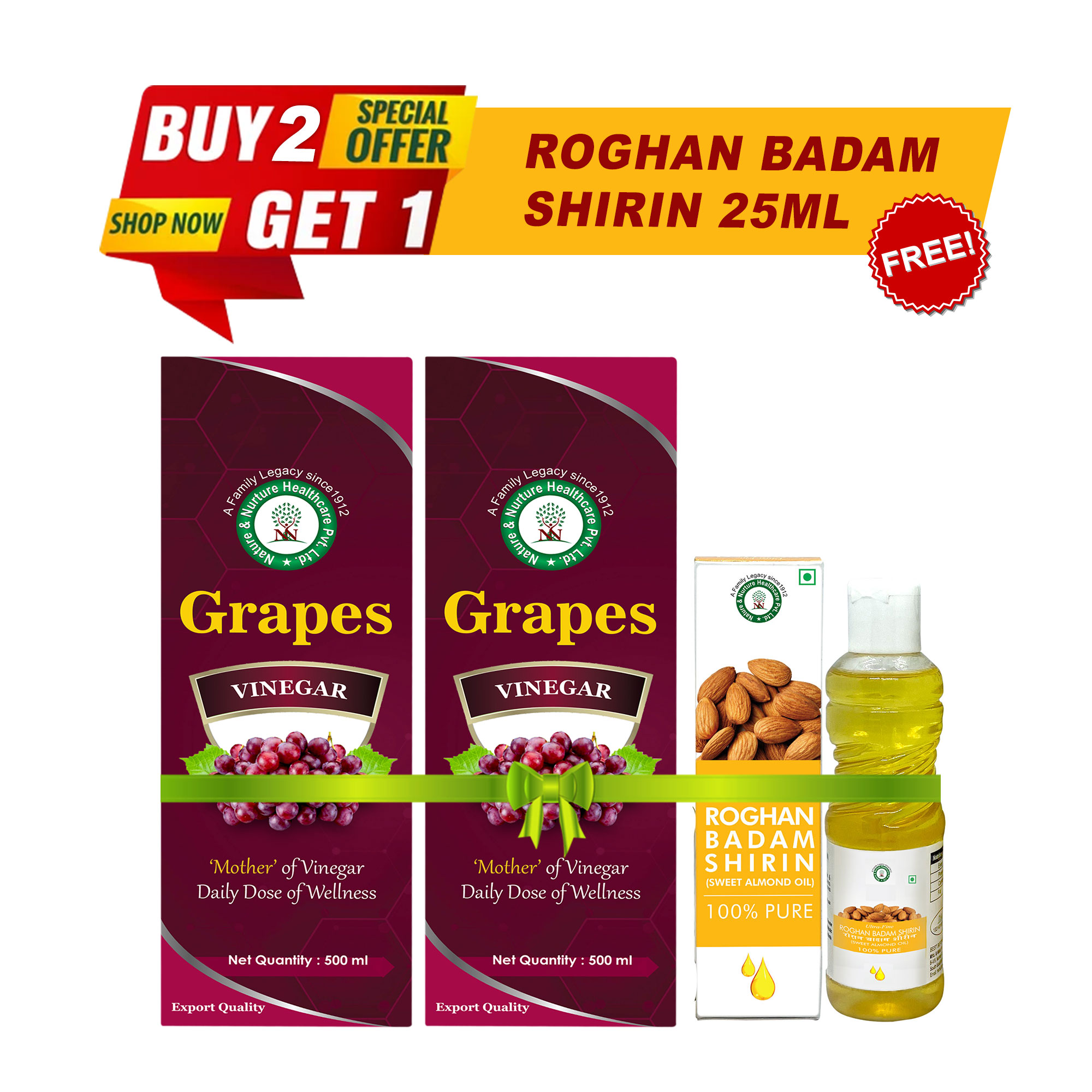 BUY 2 GRAPES VINEGAR GET 1 BADAM OIL 25 ML FREE