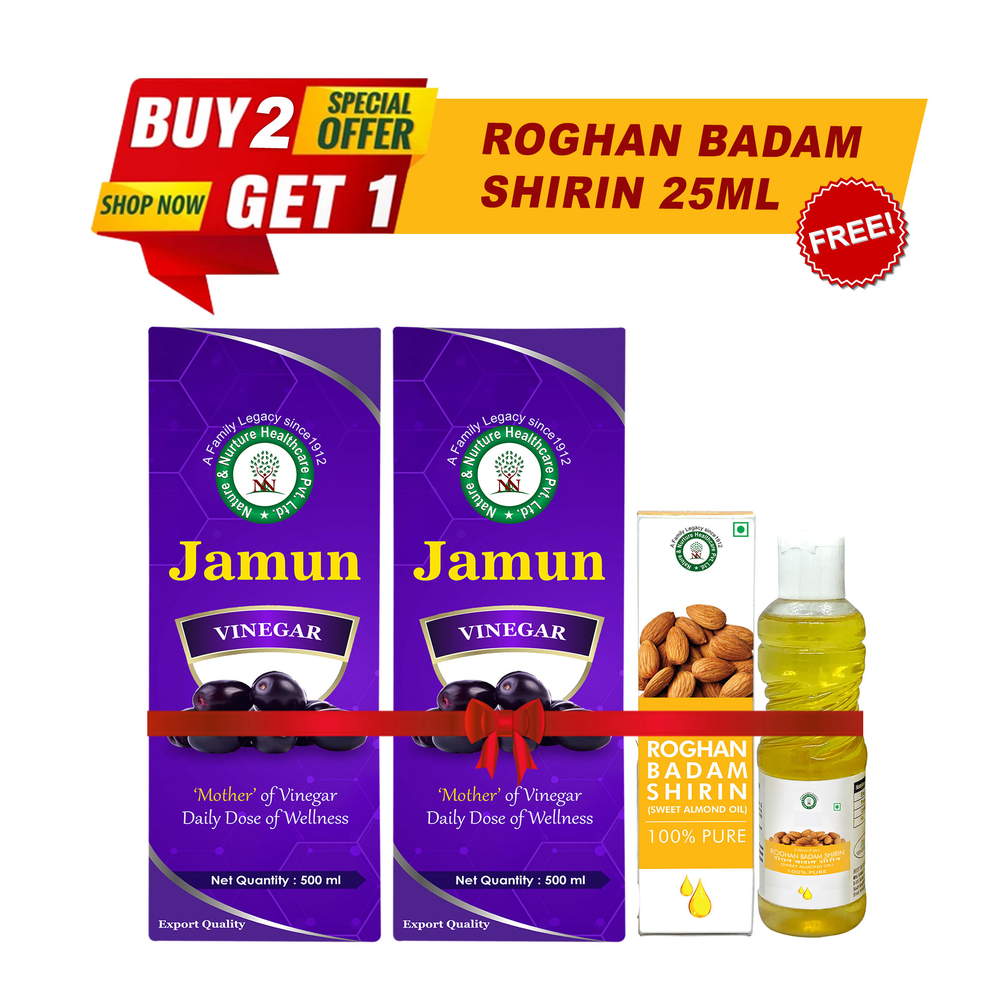 BUY 2 JAMUN VINEGAR GET 1 BADAM OIL 25 ML FREE